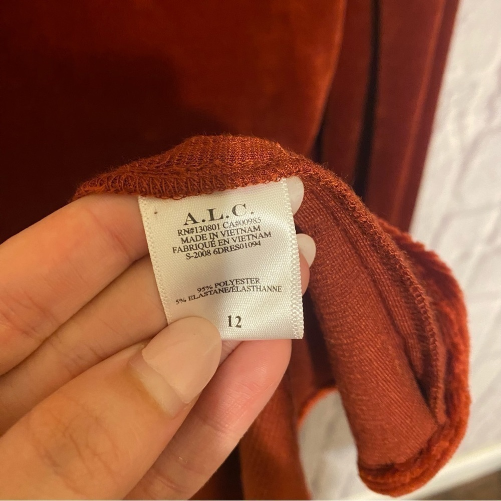 A.l.c. Marcel Ruched Velvet Mini Dress in Sumac Rust Burnt Orange 12 - Picture 14 of 15